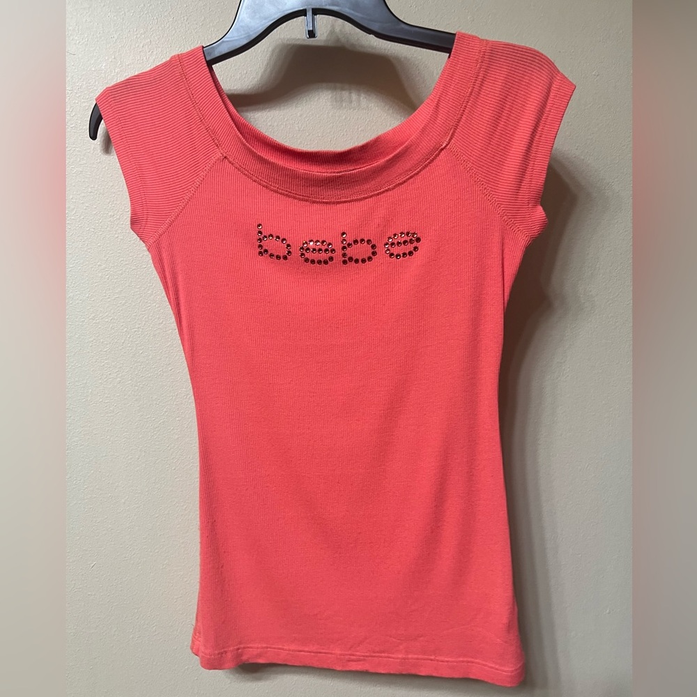 Bebe Logo Top Swarovski Crystals Medium Coral